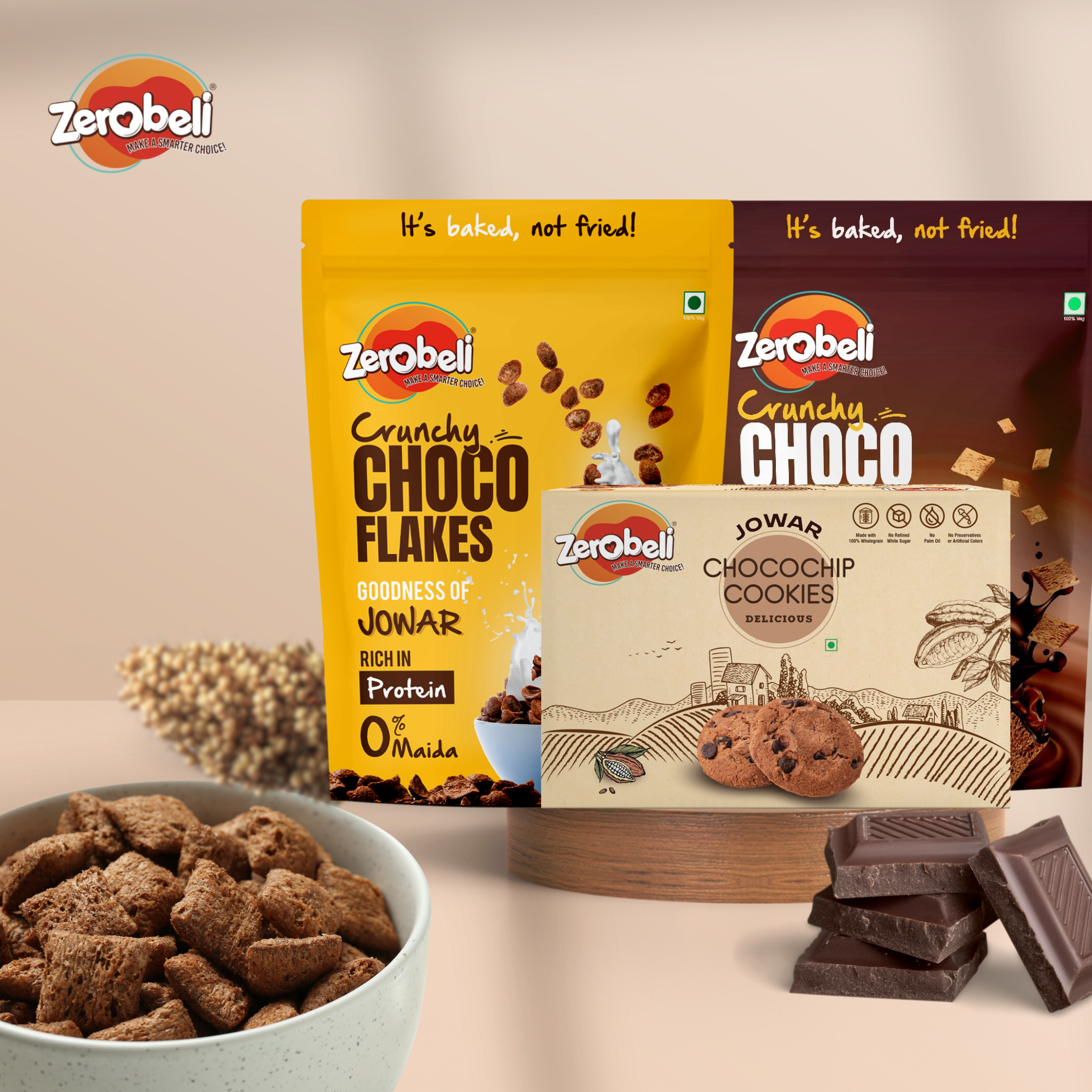 Choco Kids No Maida Chocolate Treats Pack (Choco Chip+ Choco Fills+ Choco Fl ...